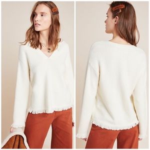 NWT Anthropologie Joy Fringed V-Neck Sweater